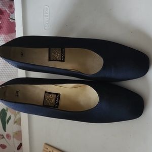 Navy peau de soie heels